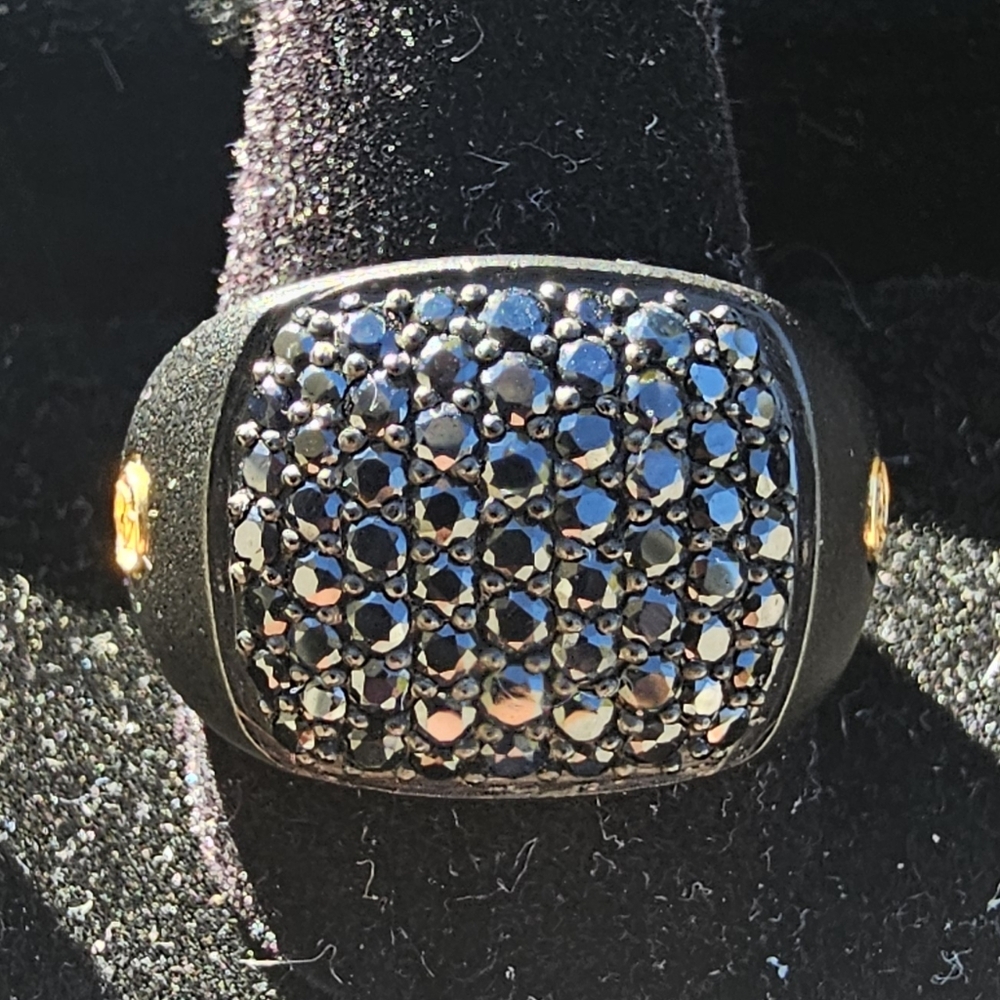 Effy Men's Sterling Silver & 18K Yellow Gold Black Sapphire Ring, 2.00 TCW S 10